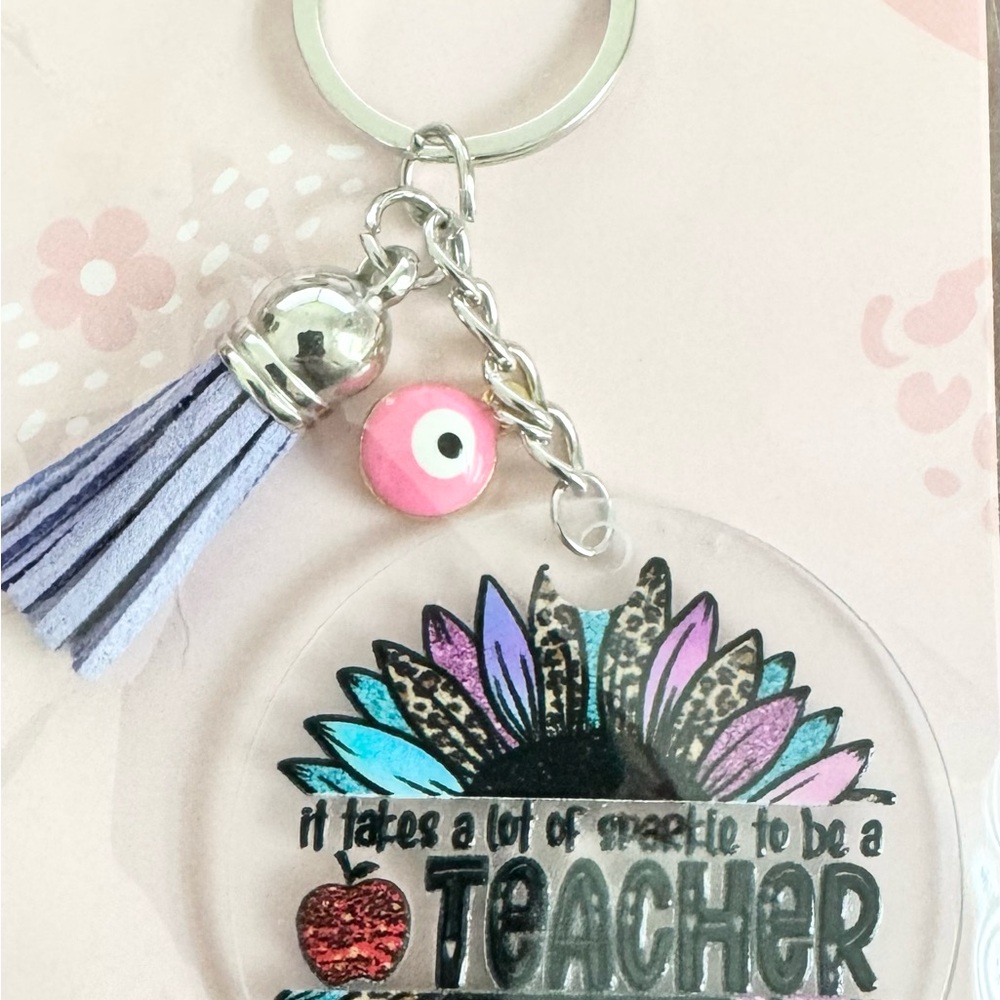 Colorful Teacher Keychain with Tassel